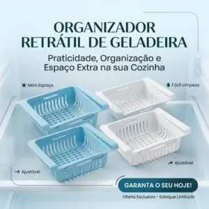 Gavetas Organizador Retrátil Cesto Ajustável Geladeira