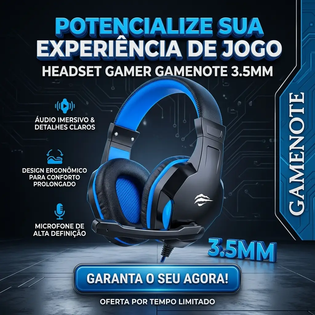 Fone De Ouvido Gamer Headset Havit H763d P2 3.5mm Cor Azul