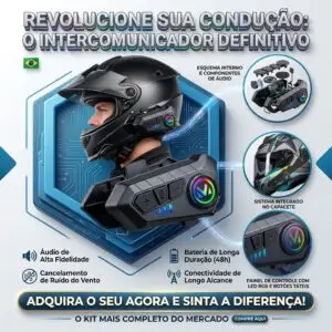 Fone Bluetooth Capacete Moto NeoXtek V10 Resistência Água IPX67