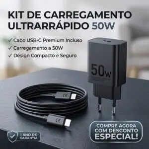 Carregador Turbo 50w Tipo C Para Samsung Motorola Xiaomi Lg
