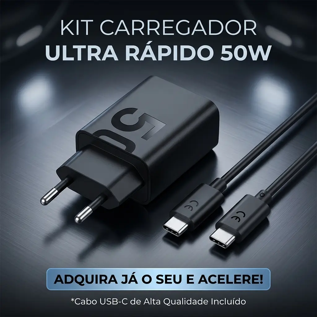 Carregador Turbo 50w Tipo C Para Samsung Motorola Xiaomi Lg