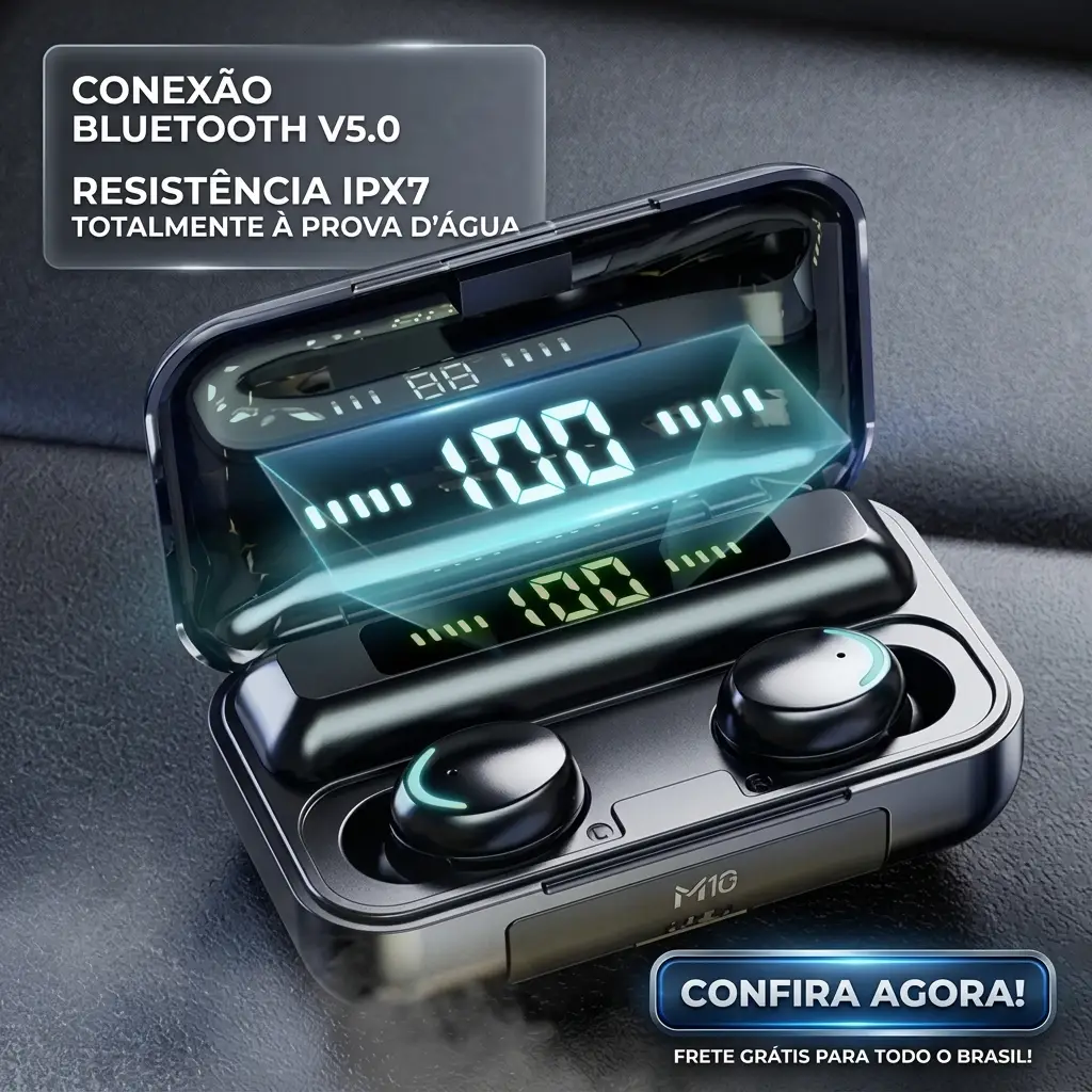 M10 Bluetooth 5.3 Fones de ouvido sem fio TWS estéreo com carregador Power Bank